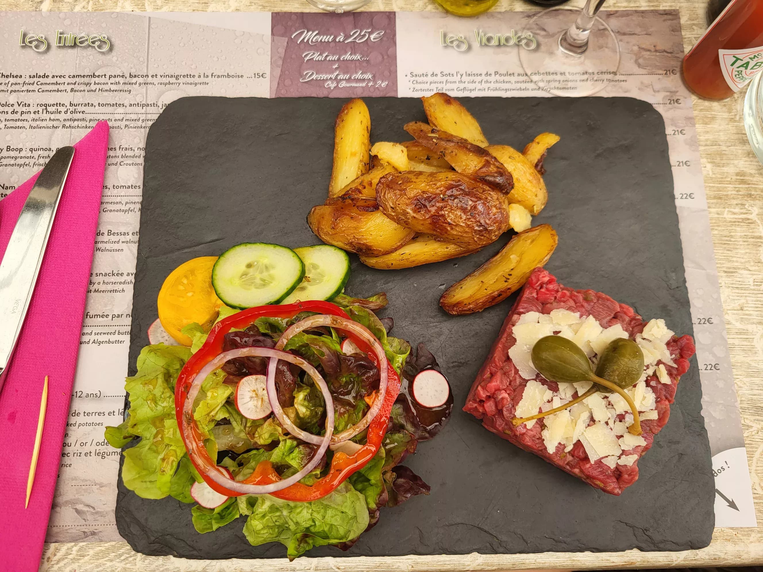 Tartare de bœuf coupé au couteau
